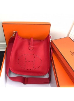 Her.mes Evelyne III PM Bag Calfskin In Red High